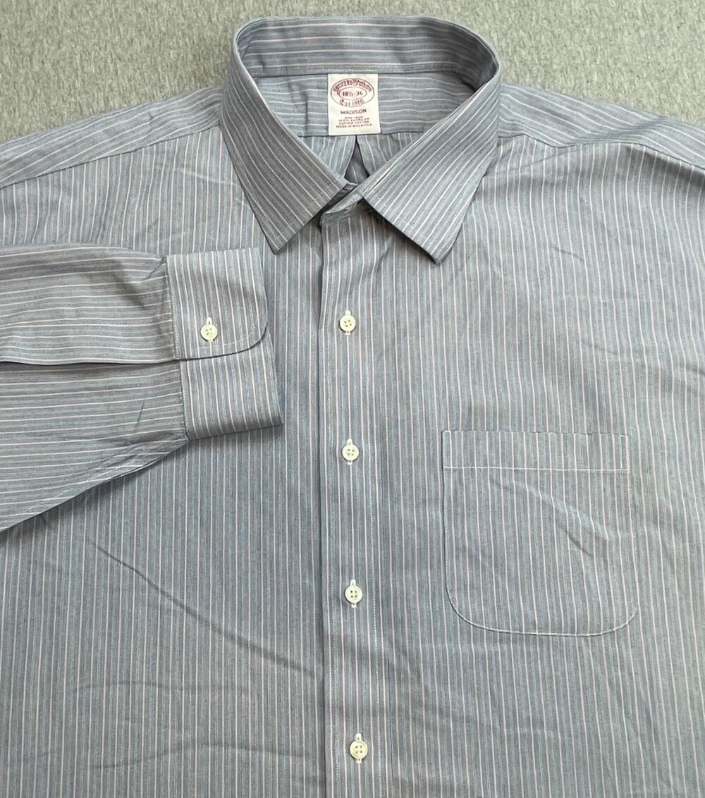 Brooks Brothers Shirt Mens 18.5 - 36 Stripe 100% Supima Cotton Button Up Madison